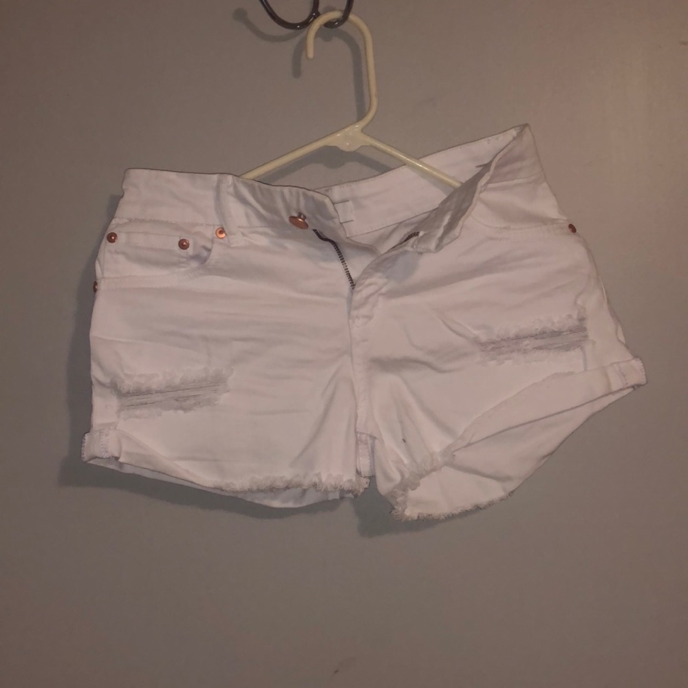 white denim shorts